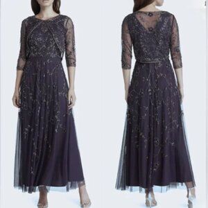 Pisarro Nights Navy Long Sleeve Embellished Dress